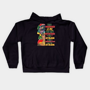 Black History Month African Woman Afro I Am The Storm Kids Hoodie